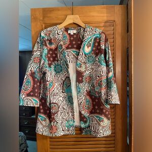 Denim&Co Multicolor Paisley and Zebra Print Jacket